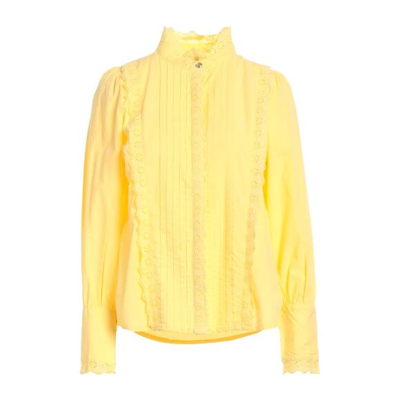 NÜMPH 100% Cotton Yellow Shirt Long sleeves Mandarin collar - Picture 1 of 14